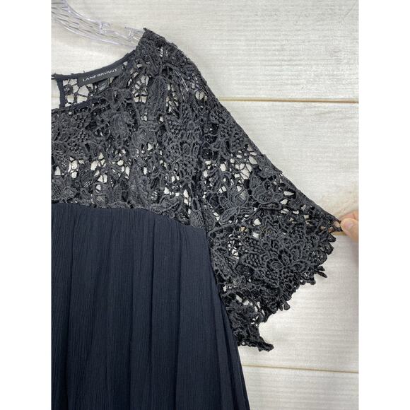 Lane Bryant Dress Womens Plus 22 Black Crochet Lace Pleated Minimal Boho Pockets - Picture 3 of 12